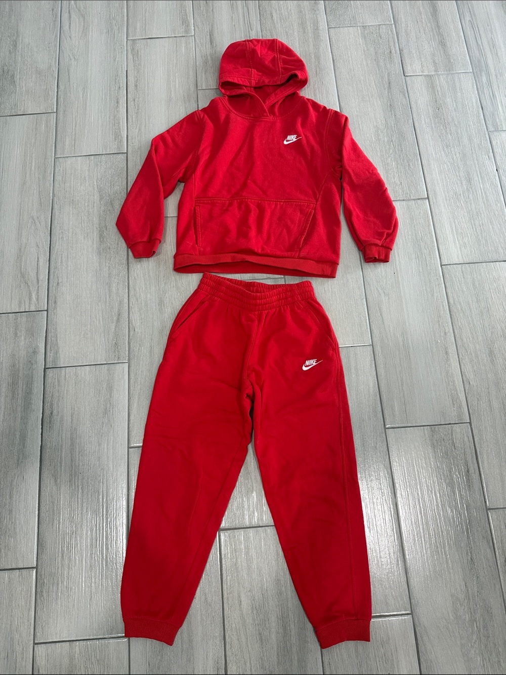 Nike Kids Red Hoodie & Jogger Set with White Logo